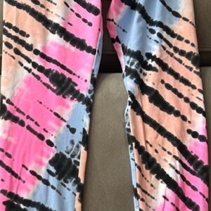 Justice Tie-Dye Leggings with Pink, Blue, and Black